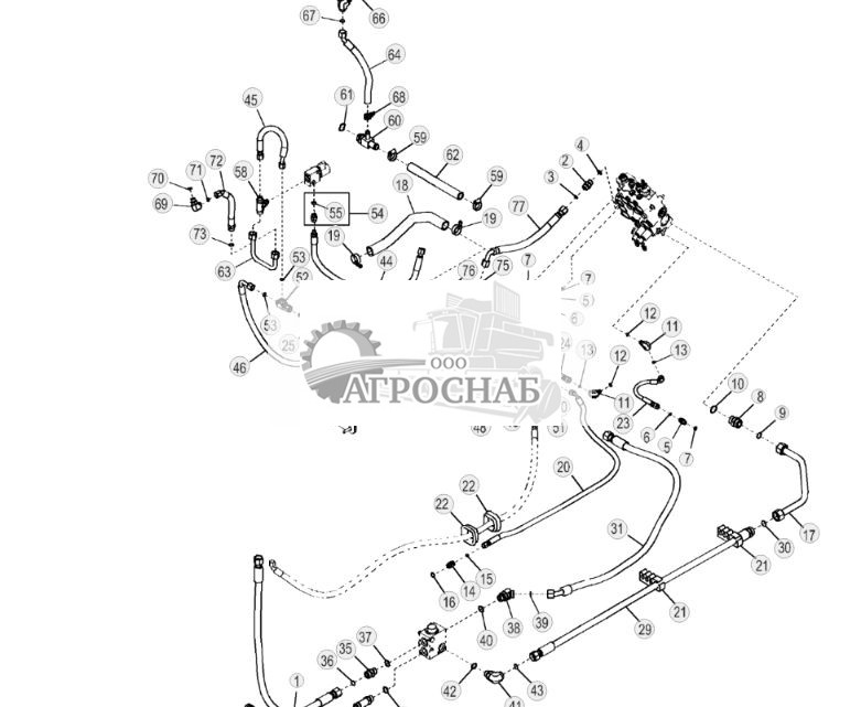 Трубопроводы главной гидросистемы (ЭГ управление, с байпасной линией) (1-скоростное) - ST1598 171.jpg